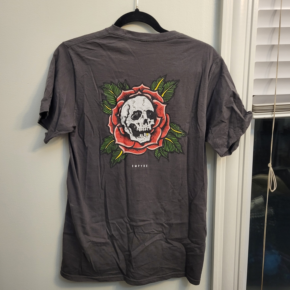 Empyre Charcoal Skull and Rose Tee